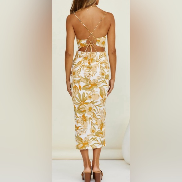 NWT Tropical Midi Dress with Slit Sz XS - Picture 2 of 7